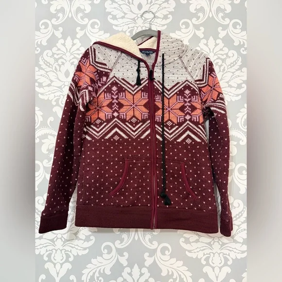 10/$25 • American Eagle Fair Isle Zip Up Fleece Sweater - Picture 1 of 4